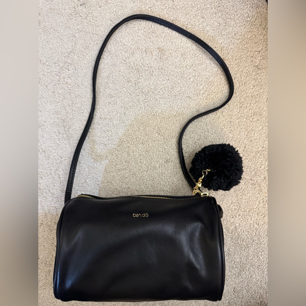 Ban.do Elegant Black Crossbody Bag with Pom Pom